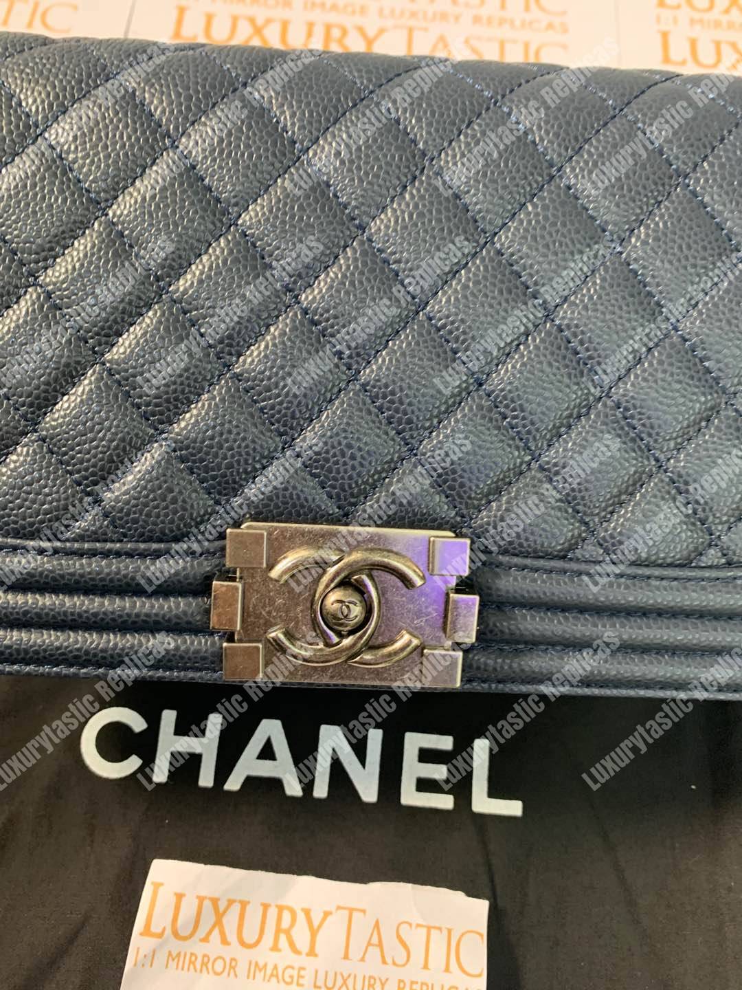 Ch*el boy medium handbag blue