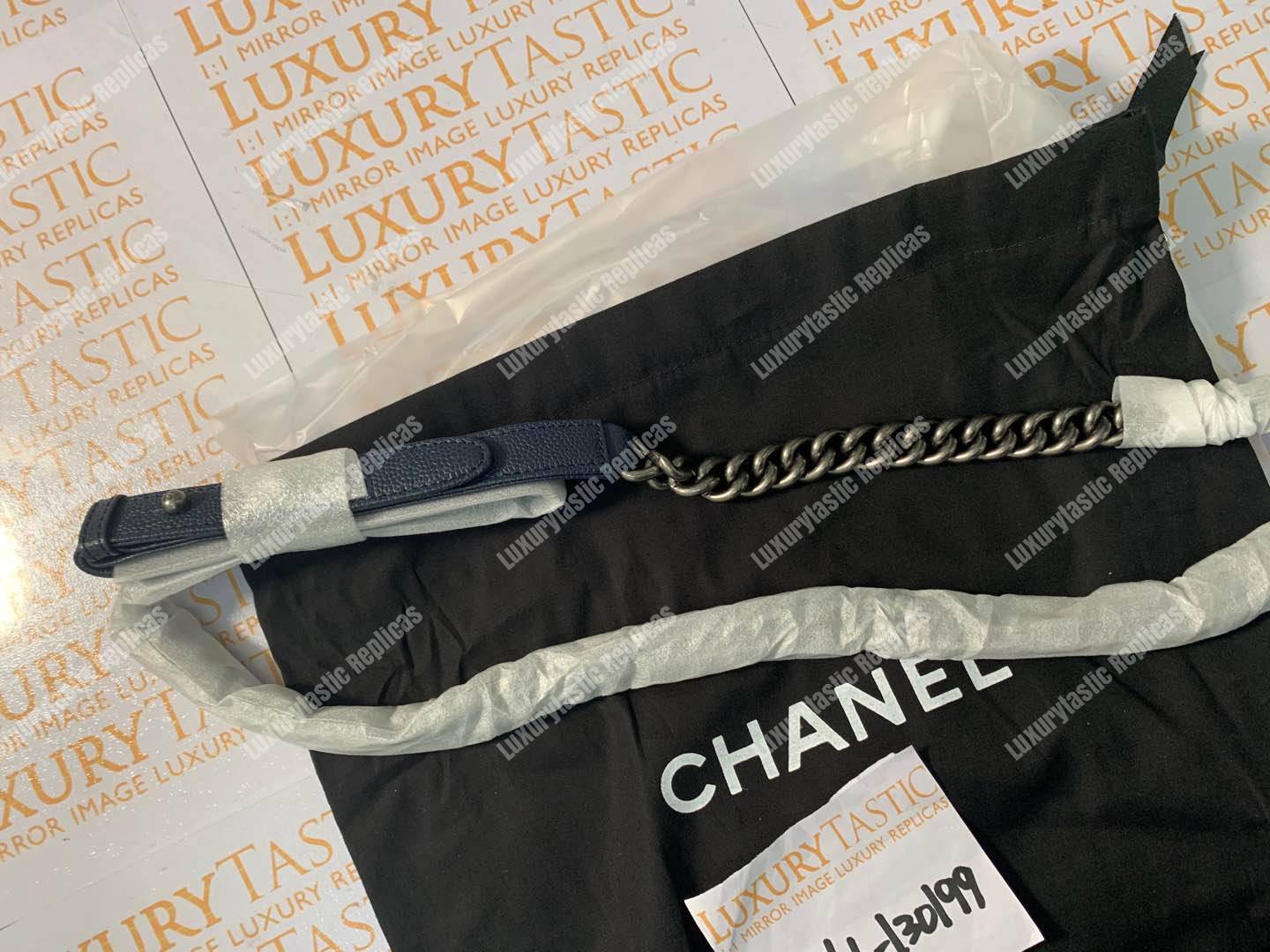 Ch*el boy medium handbag blue