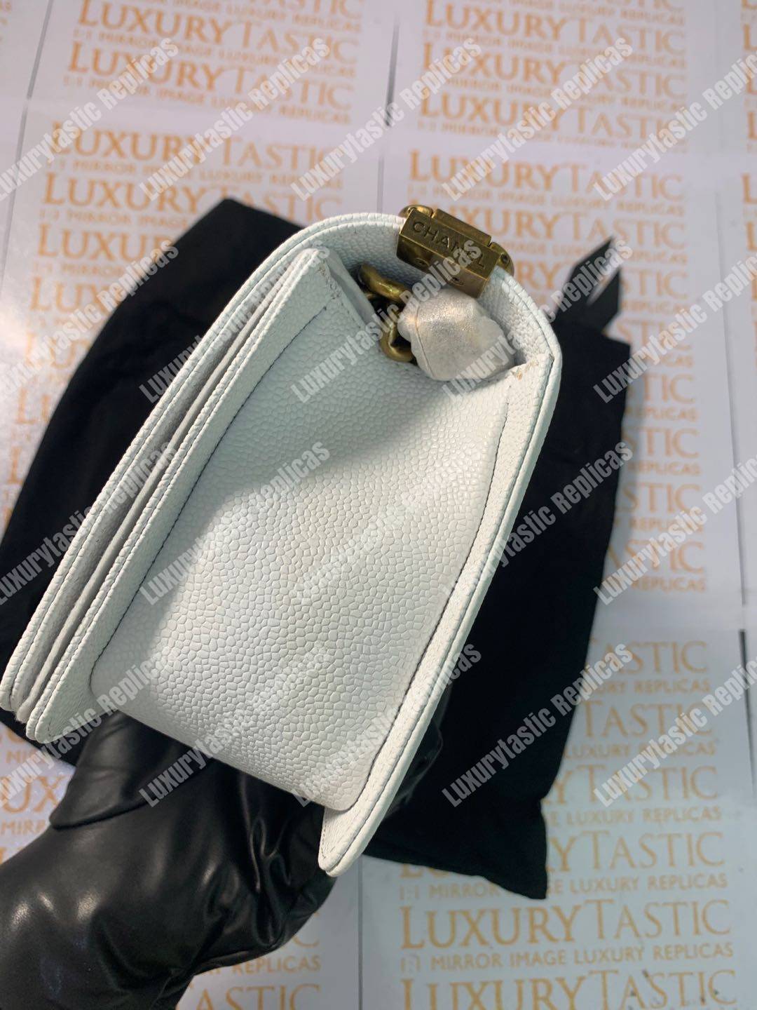 Ch*el boy medium handbag white