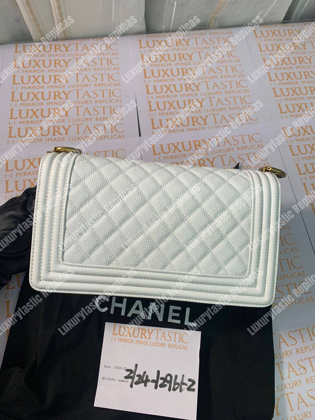 Ch*el boy medium handbag white
