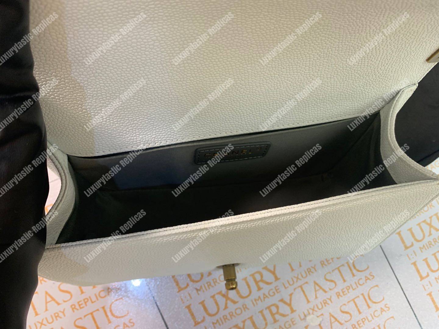 Ch*el boy medium handbag white