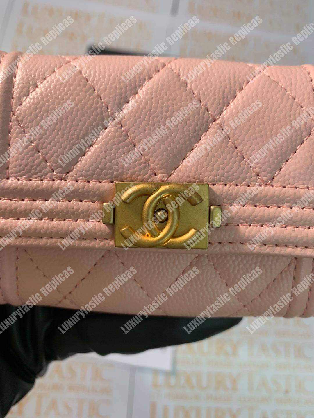 Ch*el boy small flap wallet pink