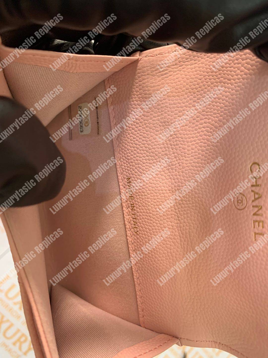 Ch*el boy small flap wallet pink