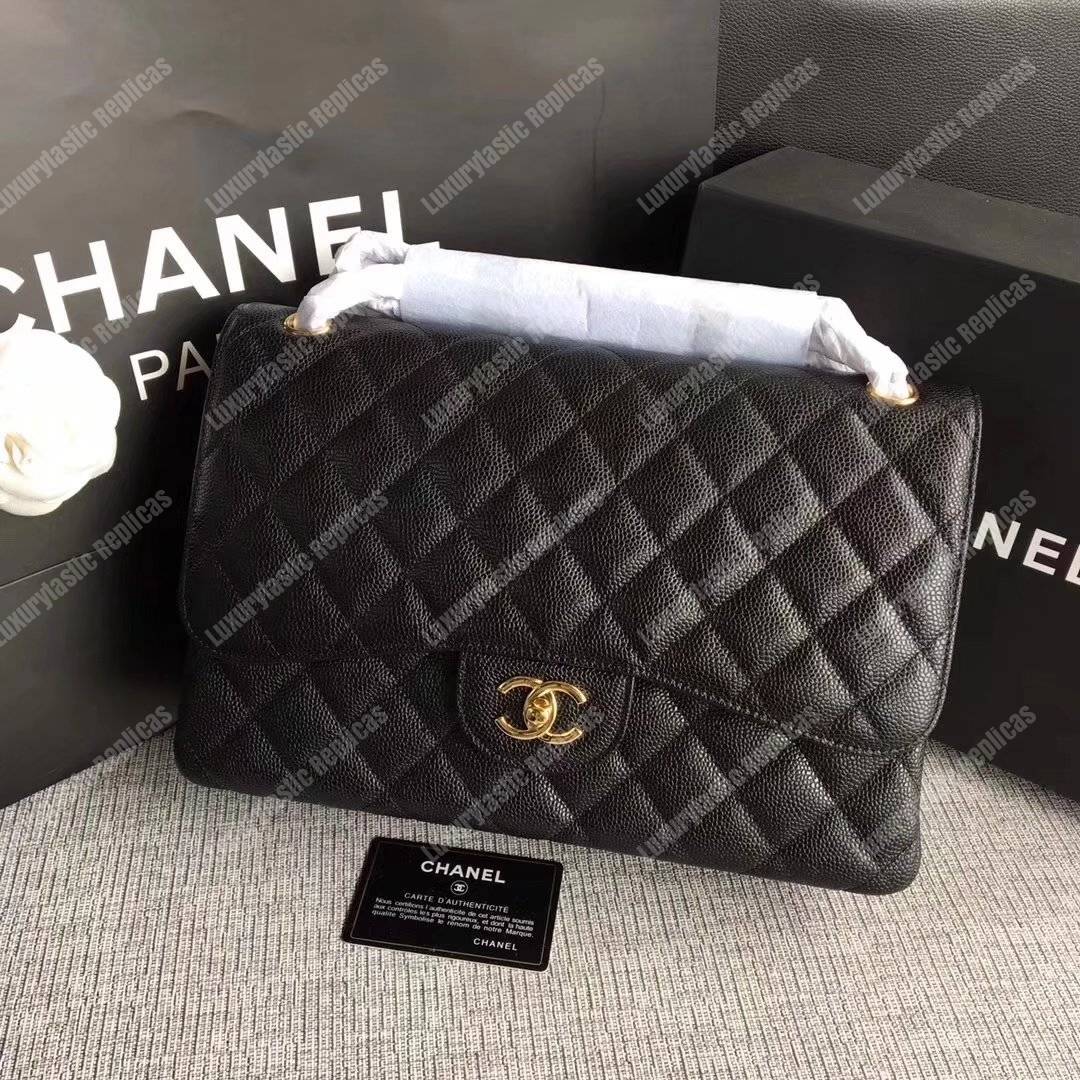 Ch*el large/jumbo classic handbag black