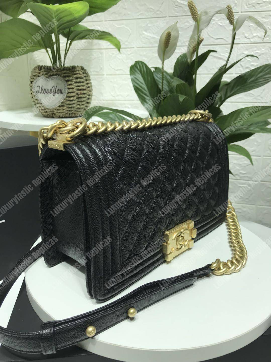 Ch*el boy medium handbag black