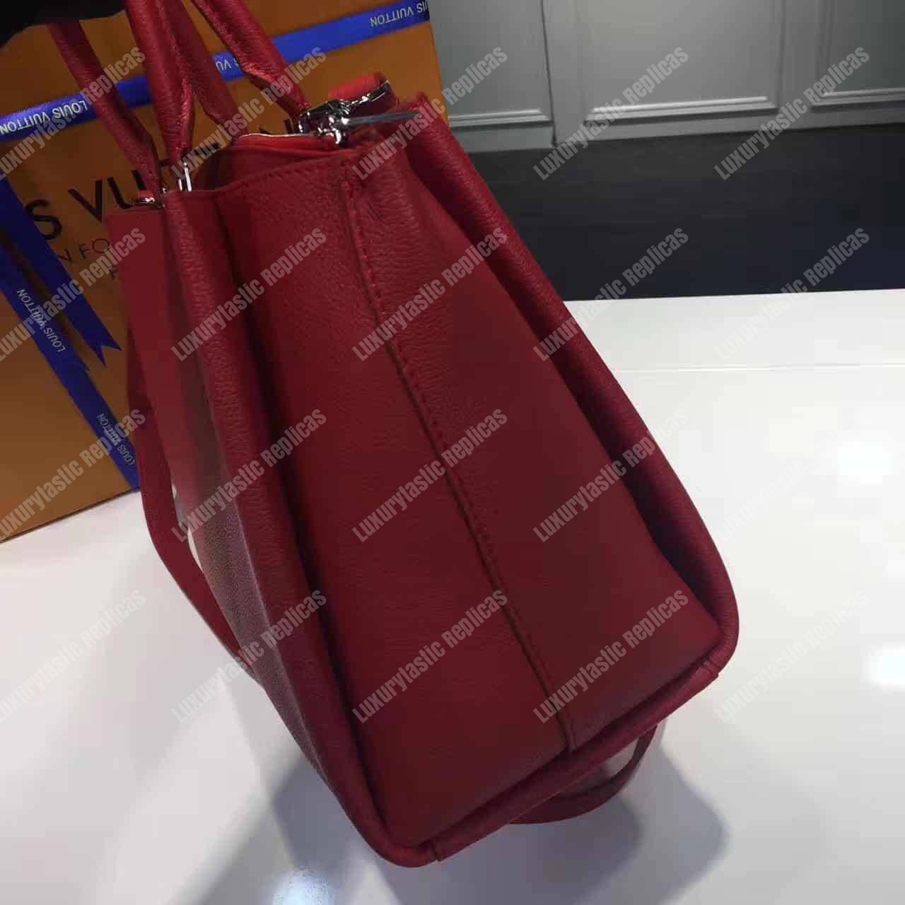 LV Lockmeto Handbag Luxury Leather Rubis