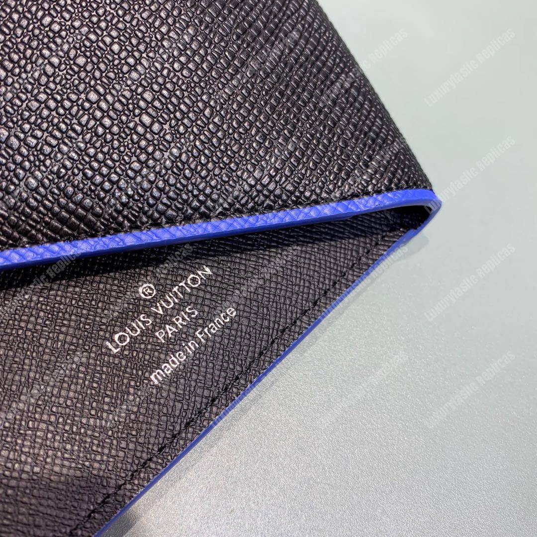 LV Multiple Wallet Taiga Leather Blue Trim