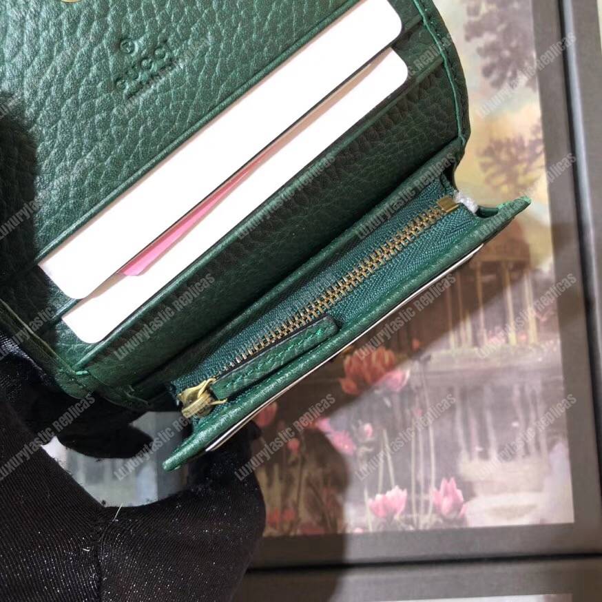 G*u*i garden leather wallet green with bat