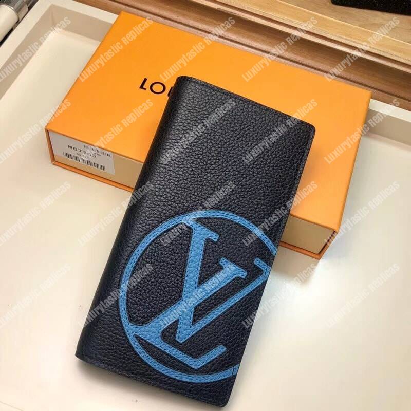 LV Brazza Wallet Taurillon Leather Blue Insignia