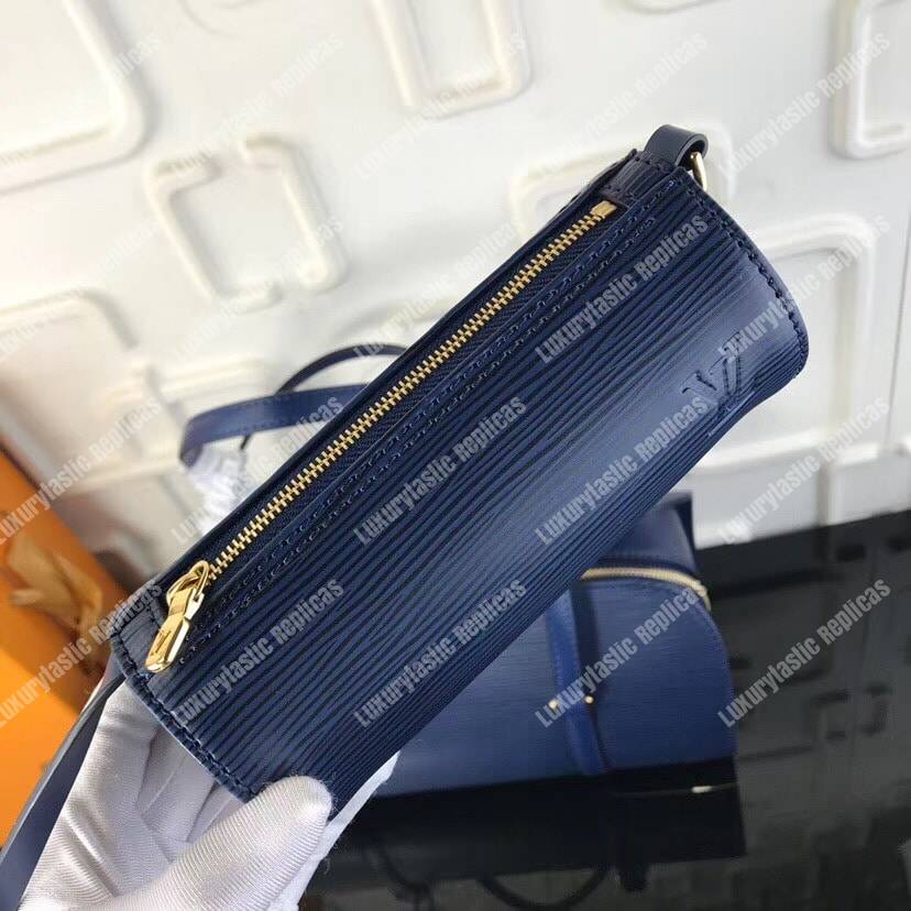 LV Soufflot Bag Black Epi Leather Blue