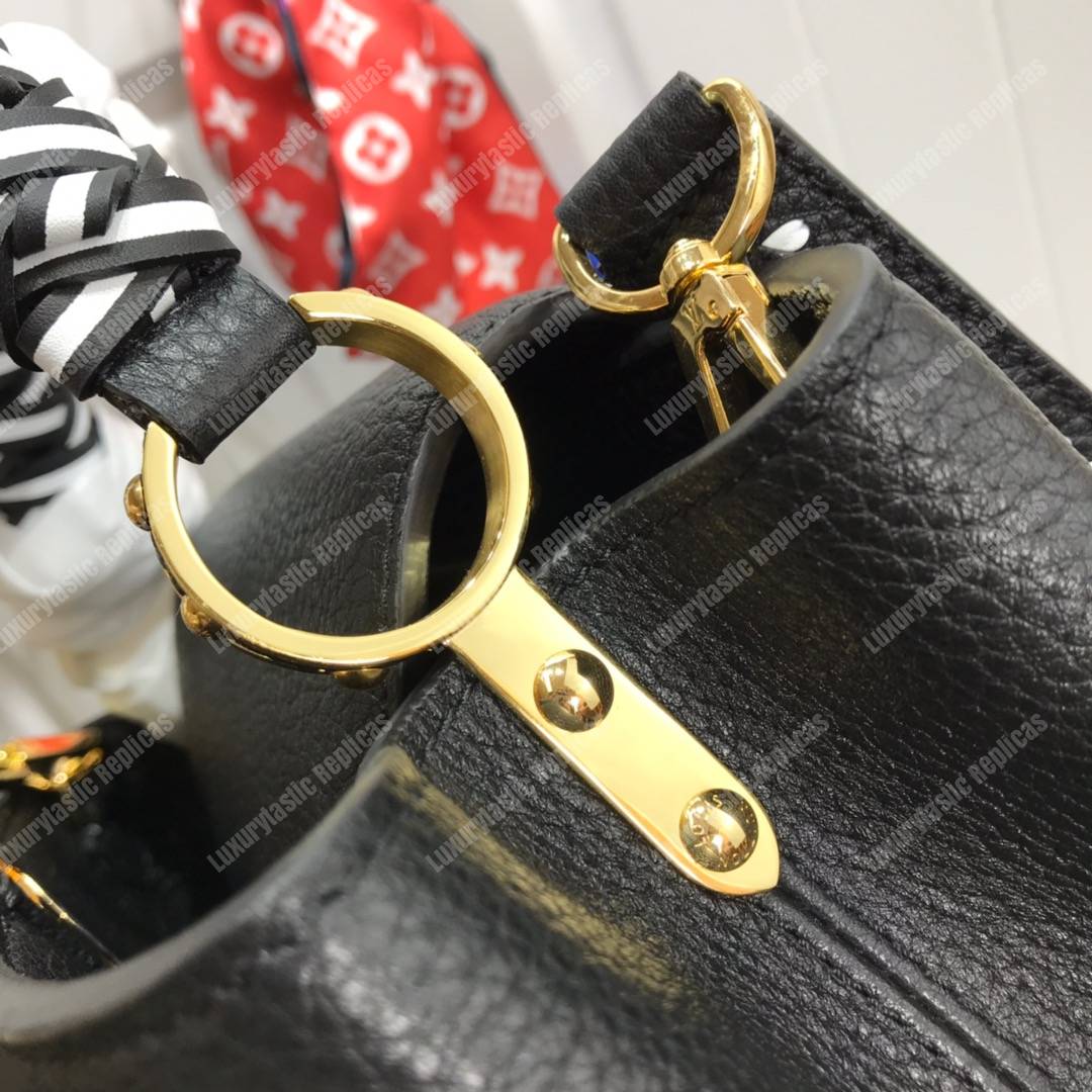 LV Capucine PM Handbag Taurillon Leather Noir/Blanc