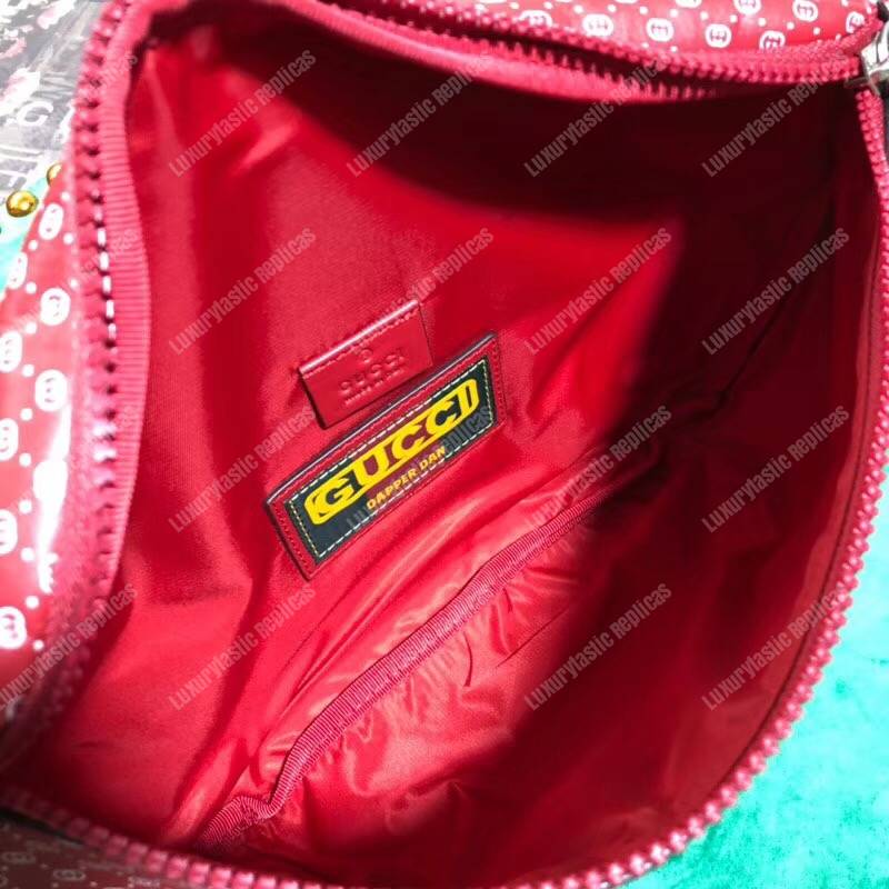 G*u*i G*u*i-dapper dan belt bag hibiscus red with white gg pattern