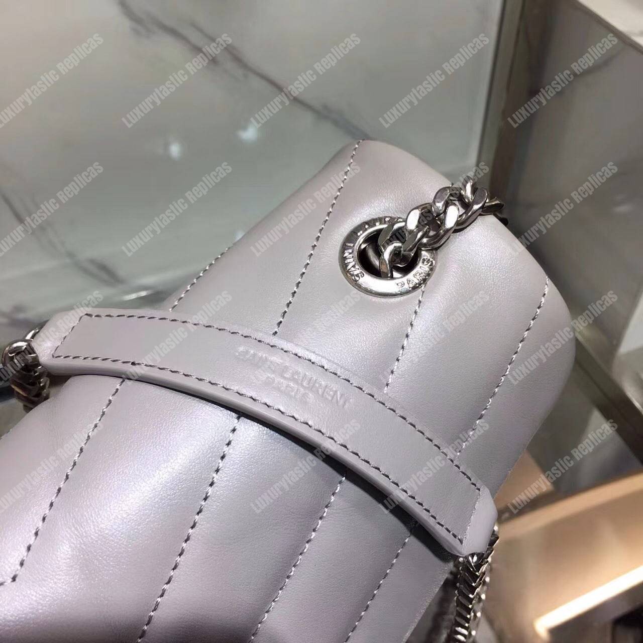 Saint Laurent Small Loulou Monogram Chain Bag Grey Metallic