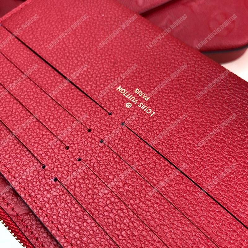 LV Pochette Felicie Monogram Empreinte Leather Cerise
