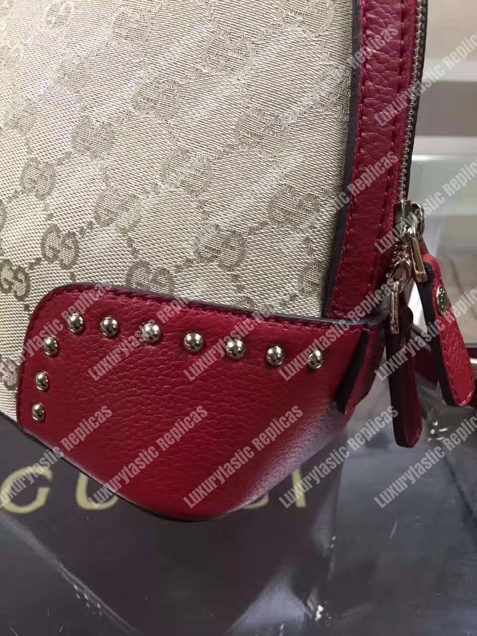 G*u*i gg canvas top handle bag red