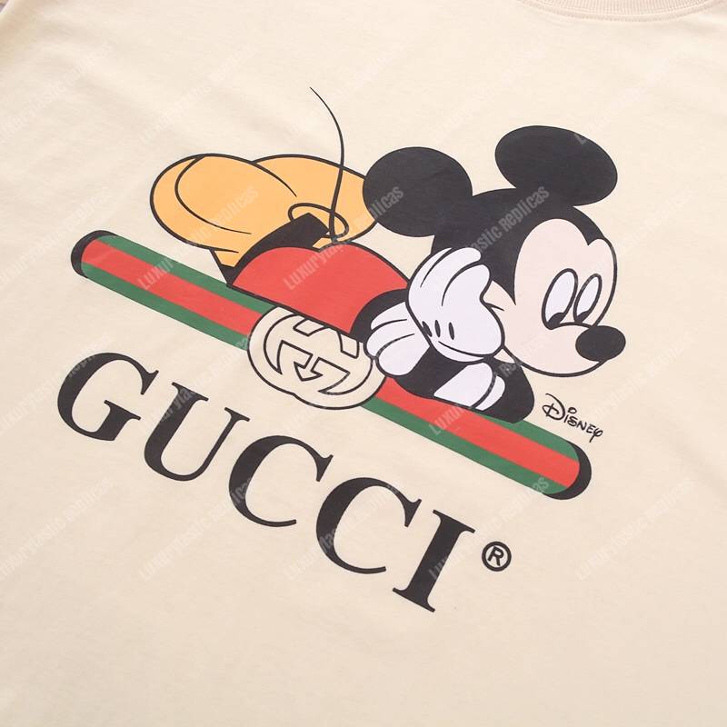 G*u*i mickey mouse print t-shirt beige