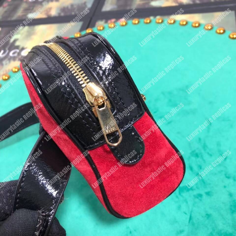 G*u*i ophidia suede small belt bag red
