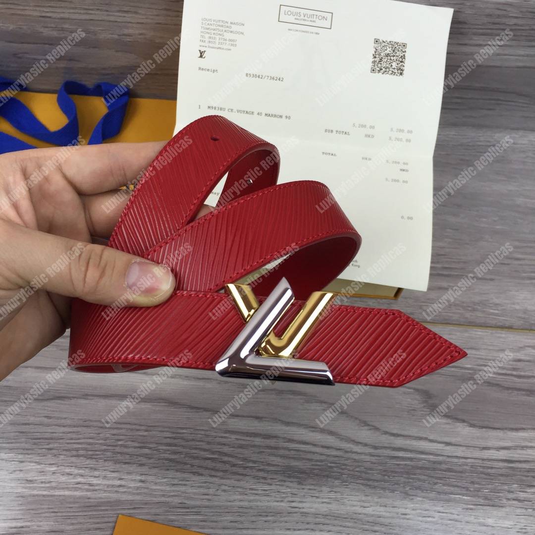 LV Twist 30MM Epi Leather Belt Rubis