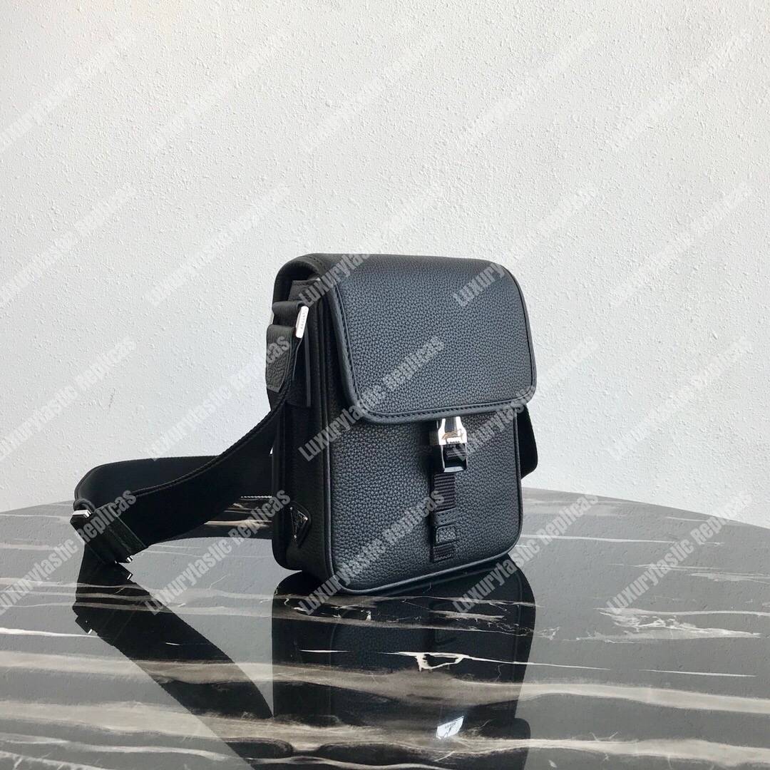 Pra*a saffiano leather shoulder bag black