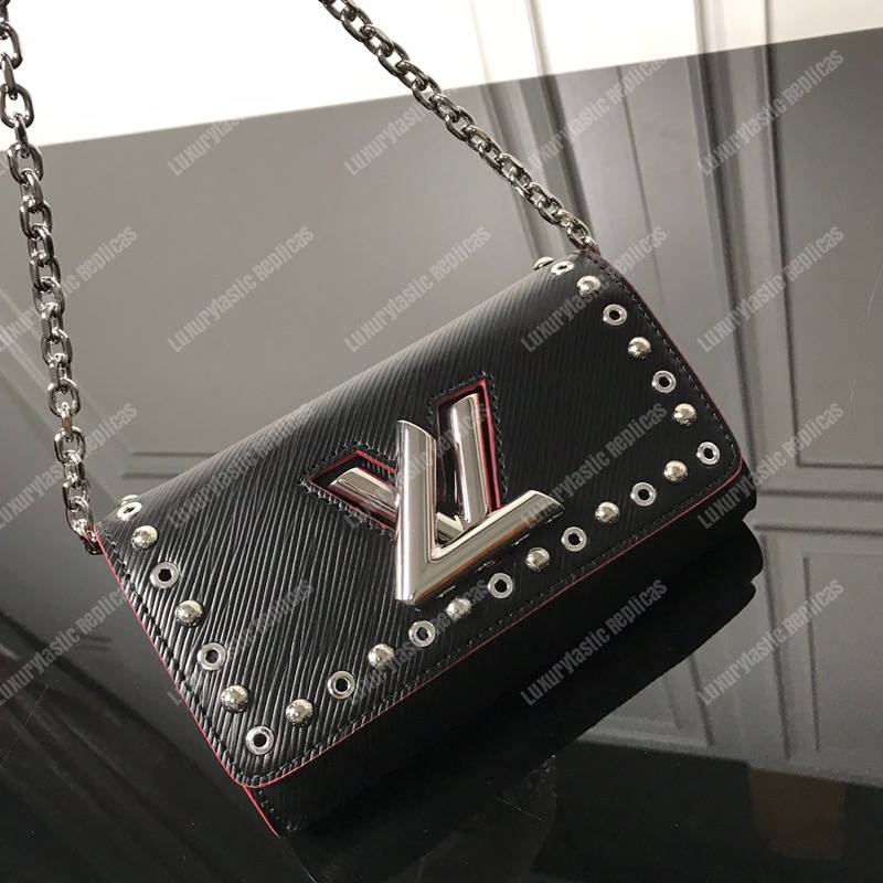 LV Twist Chain Wallet Epi Leather Black
