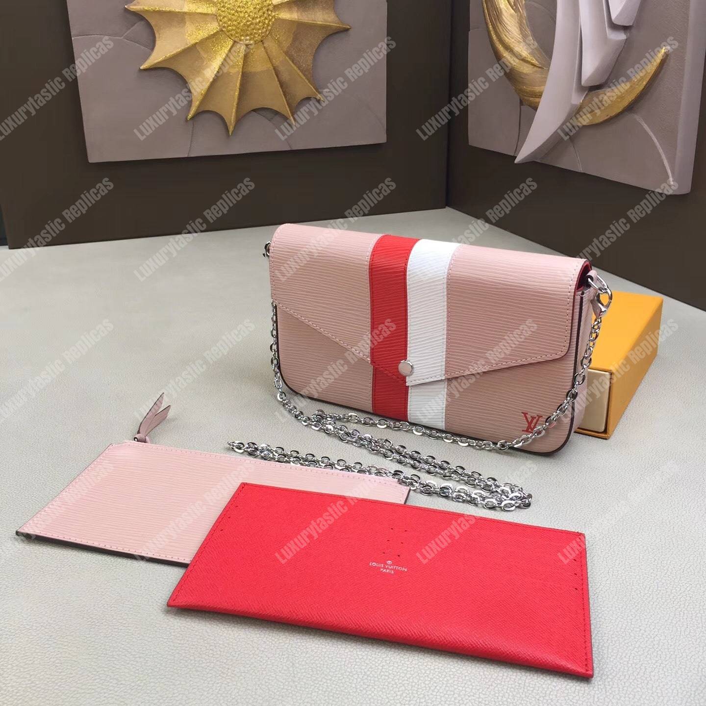 LV Pochette Felicie Epi Leather Rose Ballerine