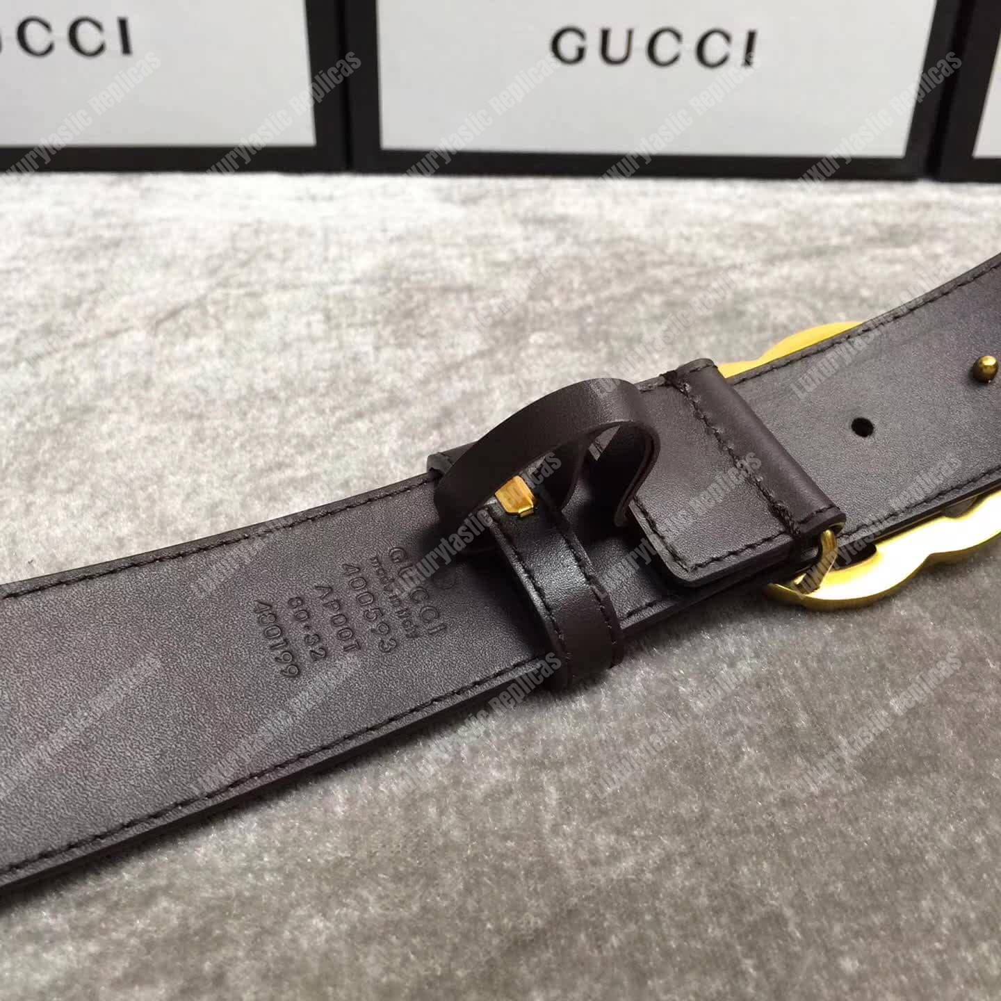 G*u*i brown leather belt with crystal double g buckle