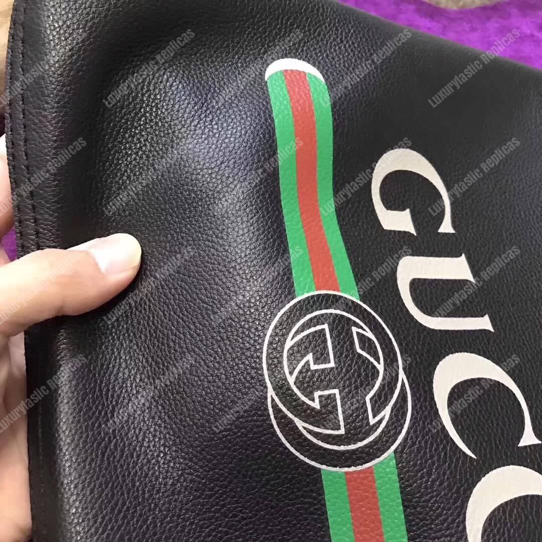 G*u*i print leather medium portfolio black