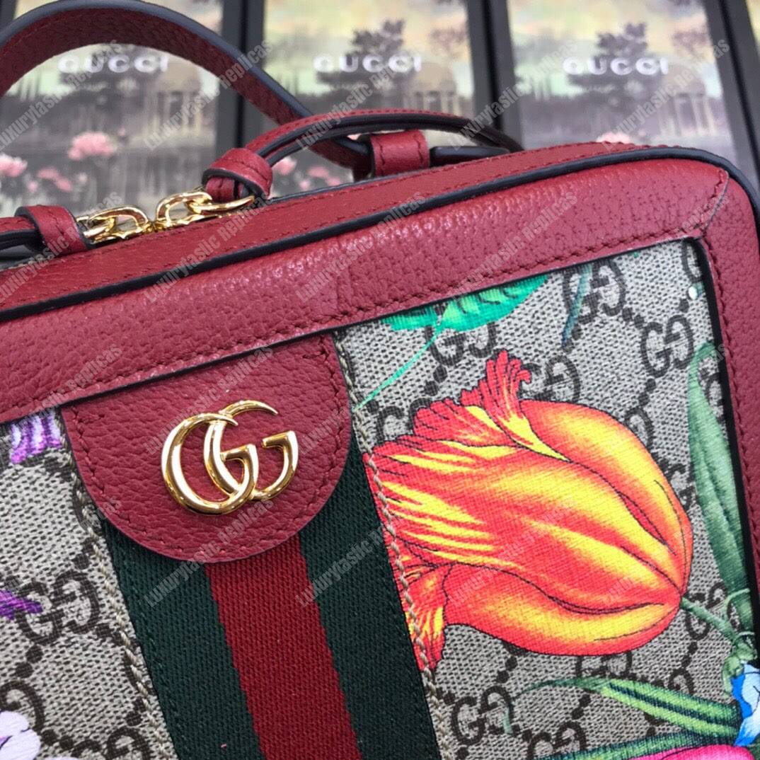 G*u*i ophidia gg flora small shoulder bag red