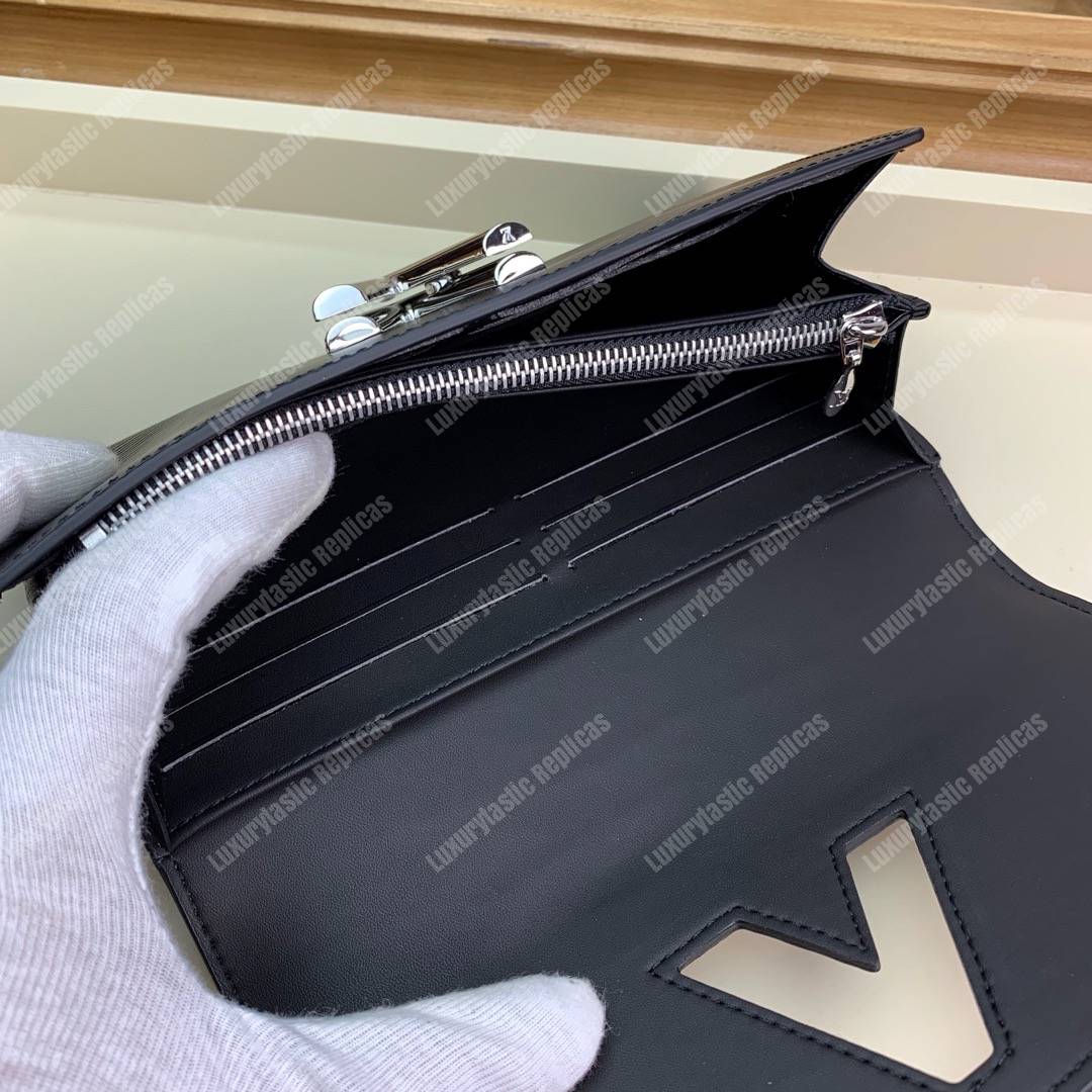 LV Twist Wallet Epi Leather Monogram Noir Tan