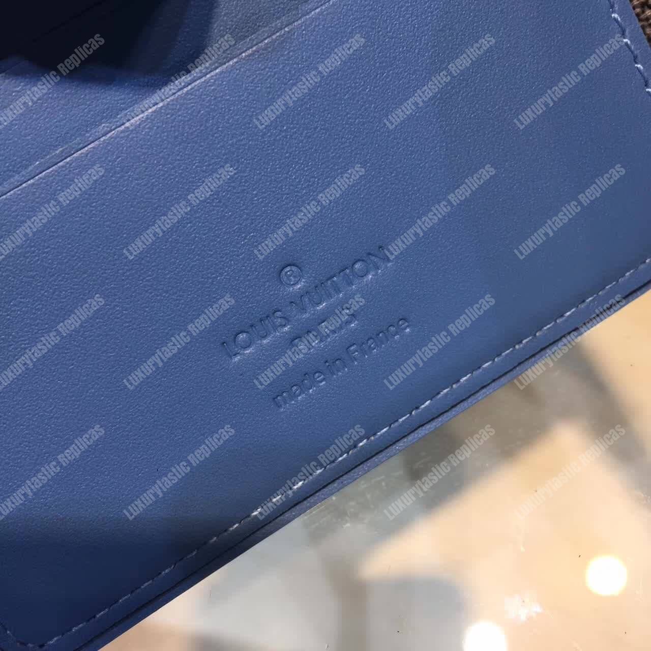 LV Multiple Wallet Damier Graphite Canvas Blue Neon