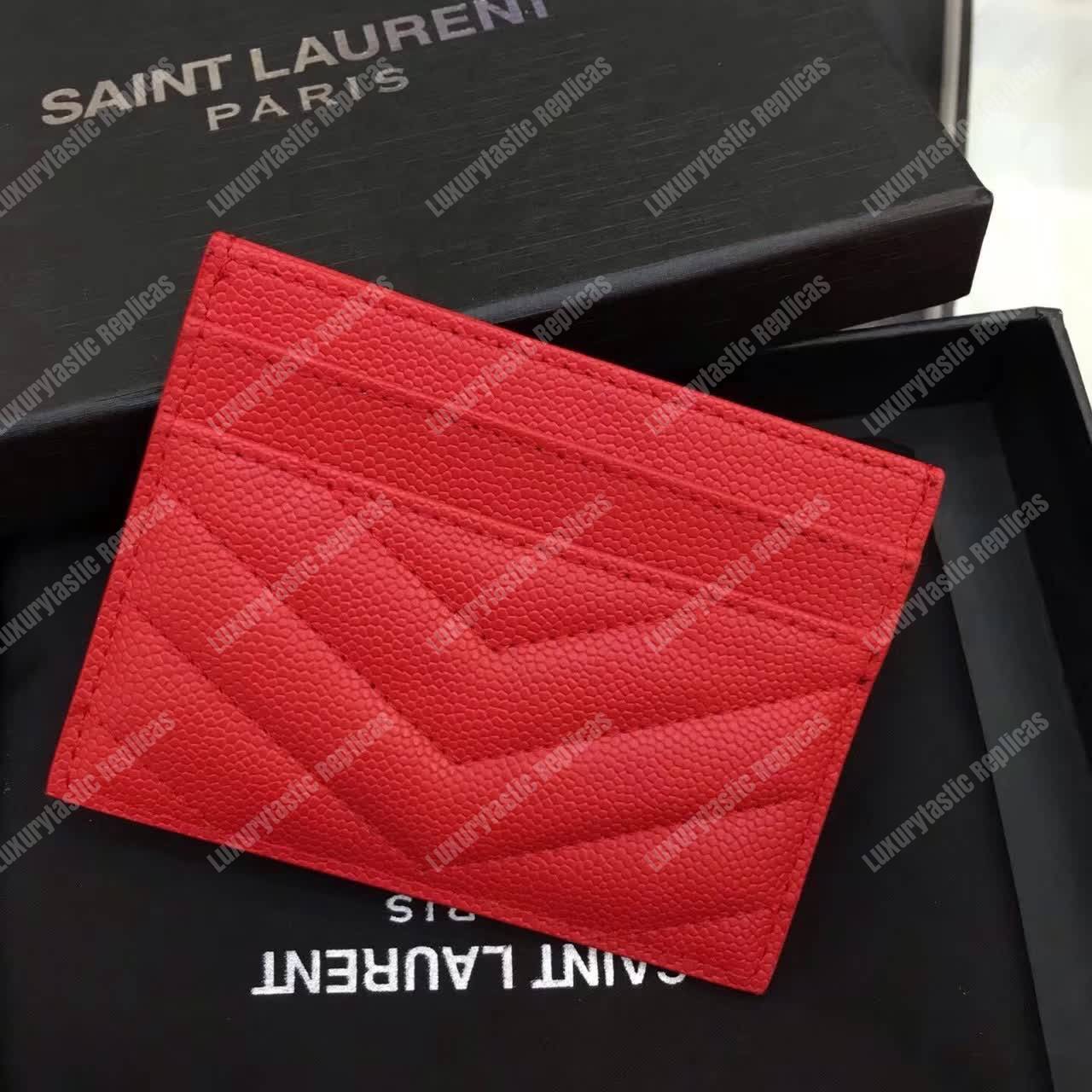 Saint Laurent Monogram Card Case Shine Red