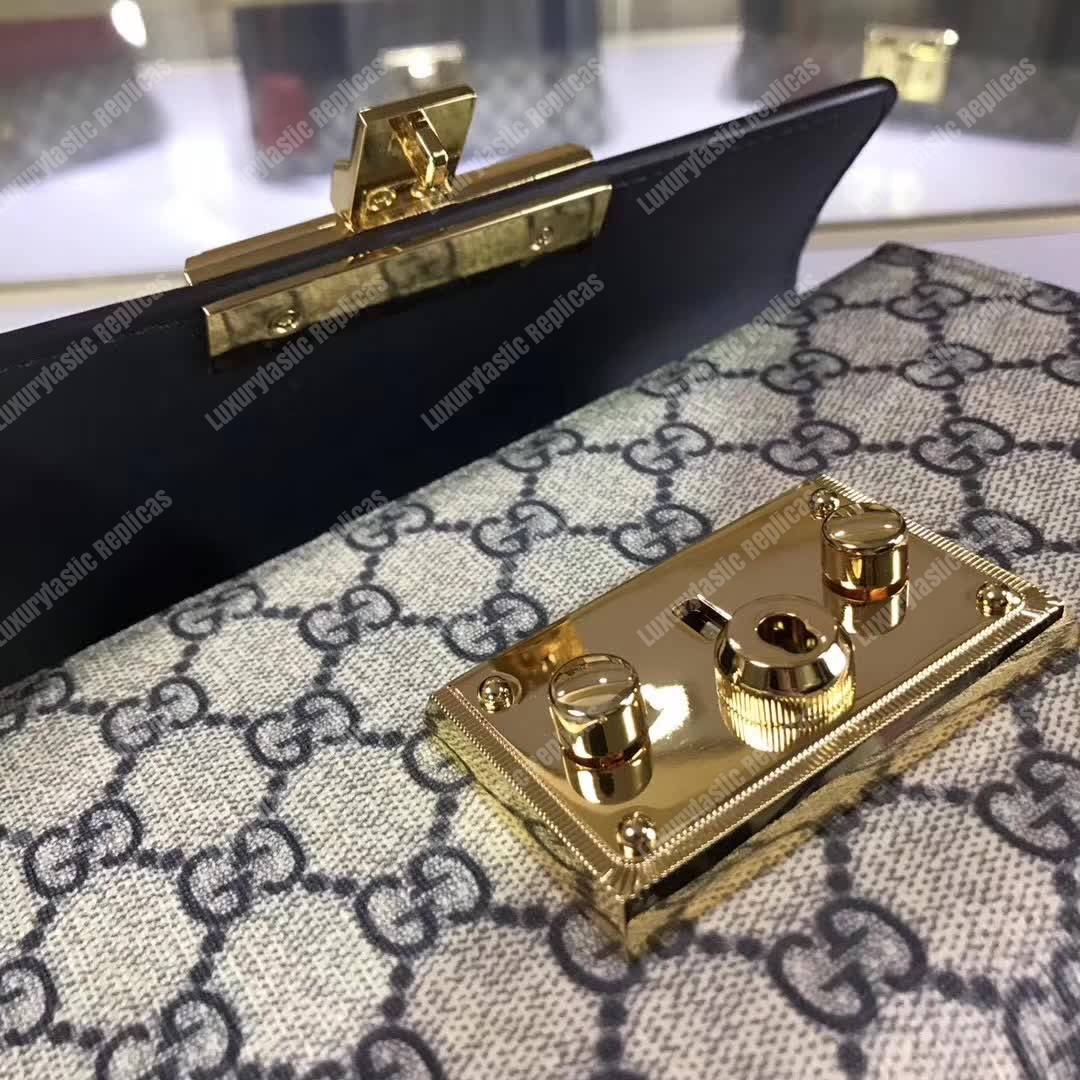 G*u*i padlock small gg shoulder bag black/red