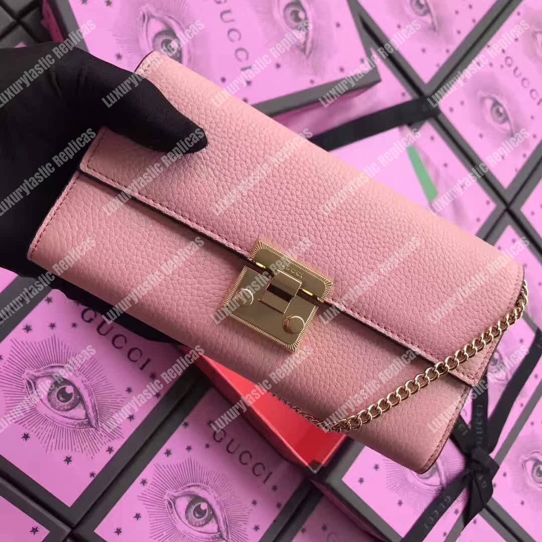 G*u*i padlock continental wallet pink