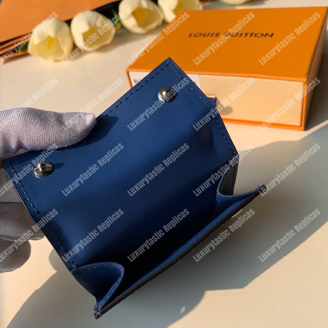 LV Discovery Compact Wallet K45 Taiga Monogram Cobalt