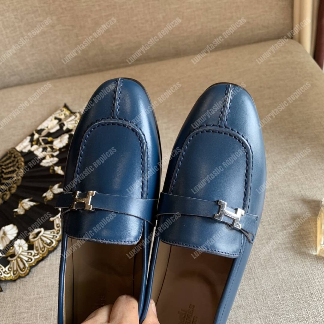 H**mes h buckle loafer bleu maritime