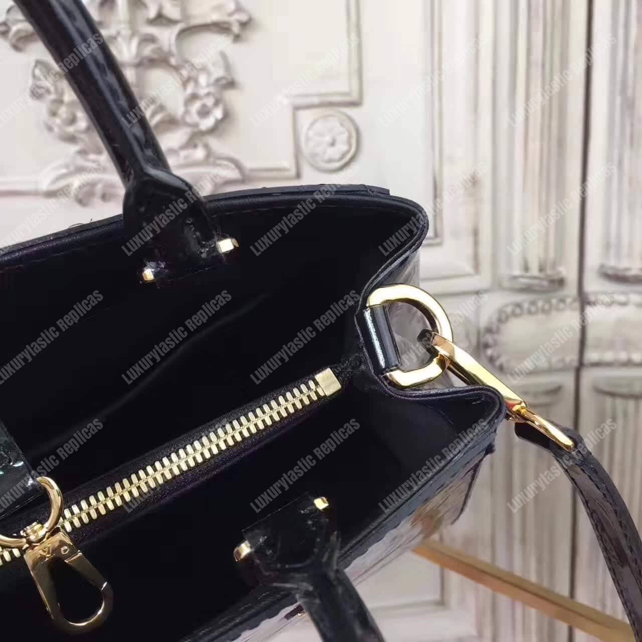 LV Montaigne BB Tote Bag Monogram Vernis Black