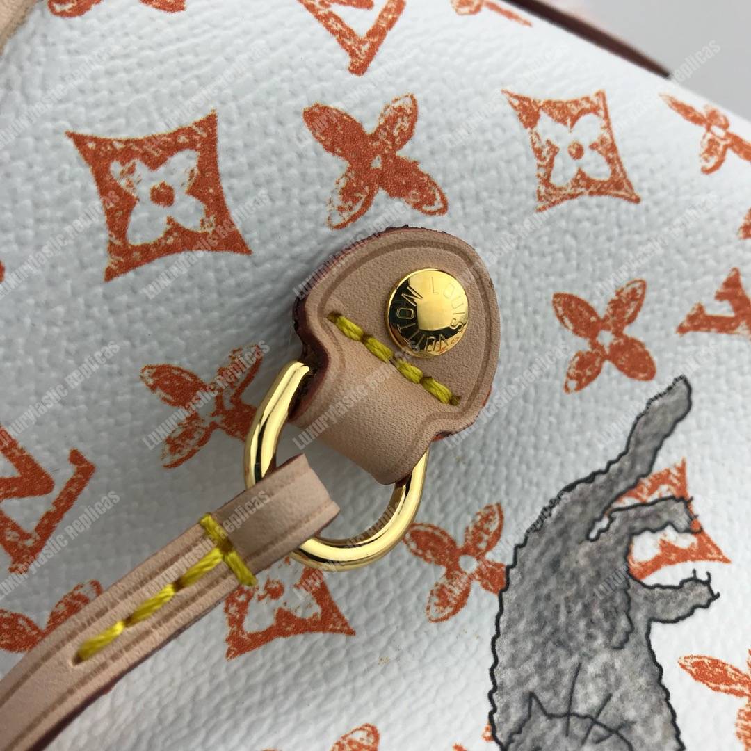 LV Neverfull MM Catogram White/Orange