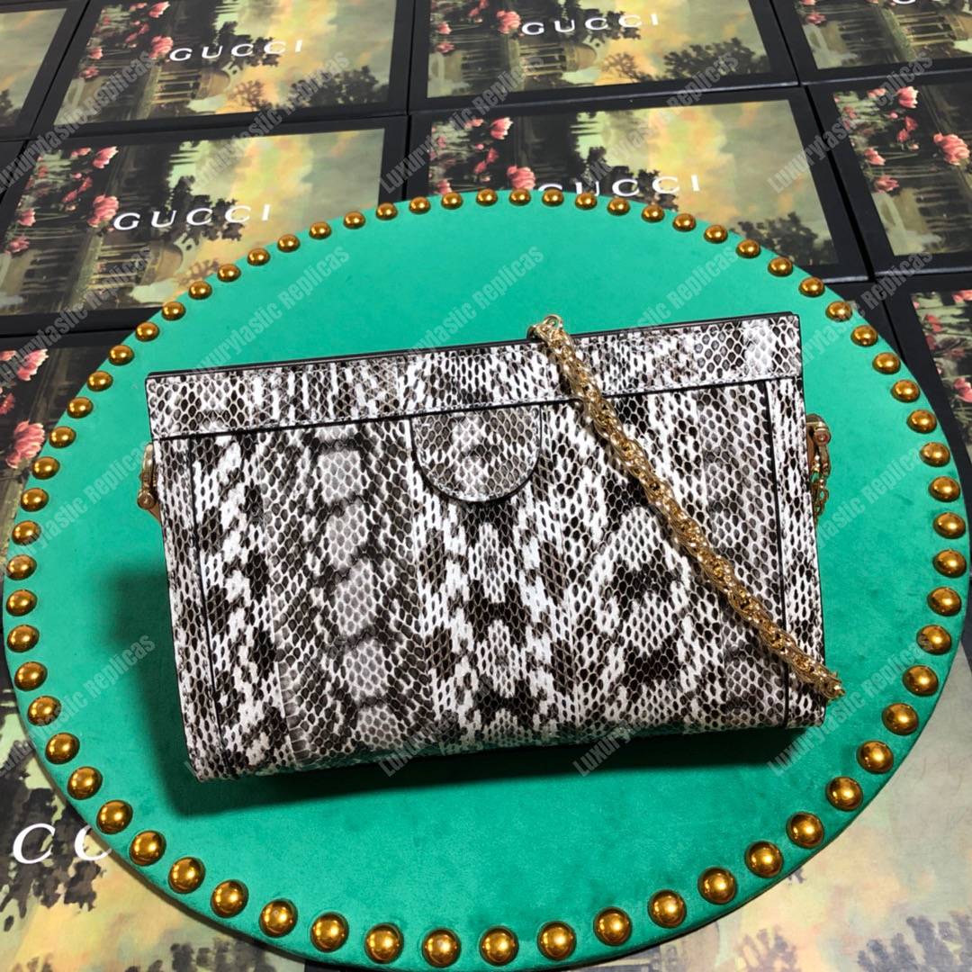 G*u*i ophidia small snakeskin shoulder bag grey