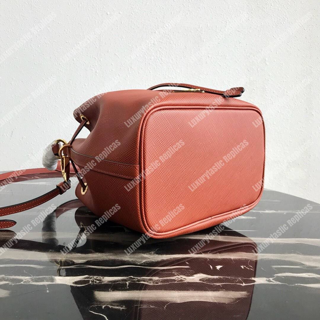 Pra*a saffiano leather bucket bag clay