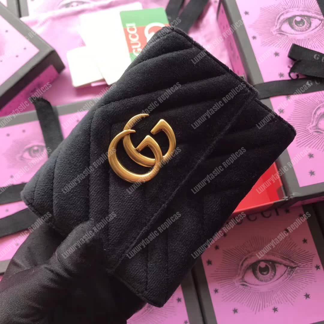 G*u*i gg marmont velvet flap wallet black