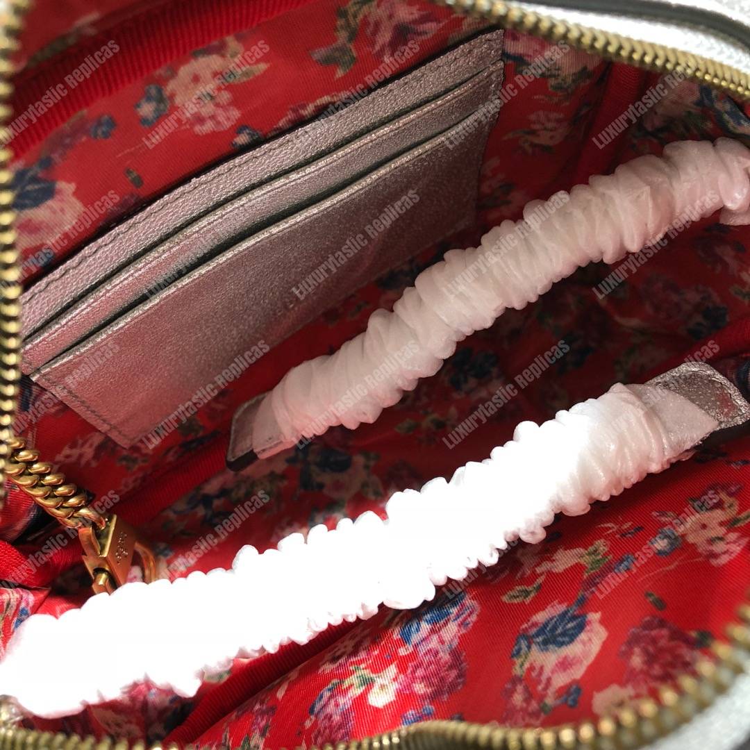 G*u*i mini laminated leather bag silver