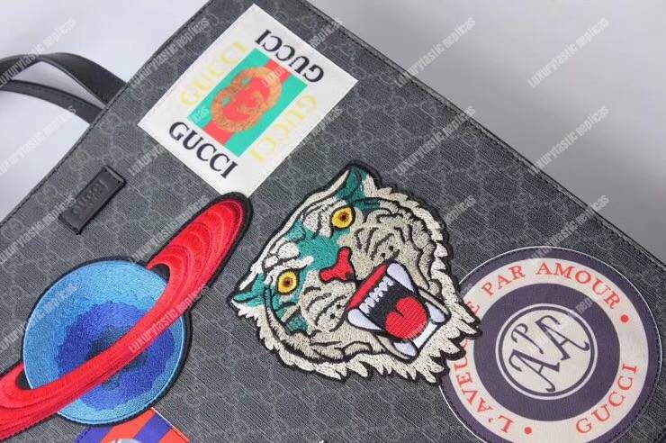 G*u*i night courrier soft gg sup*e tote black/grey