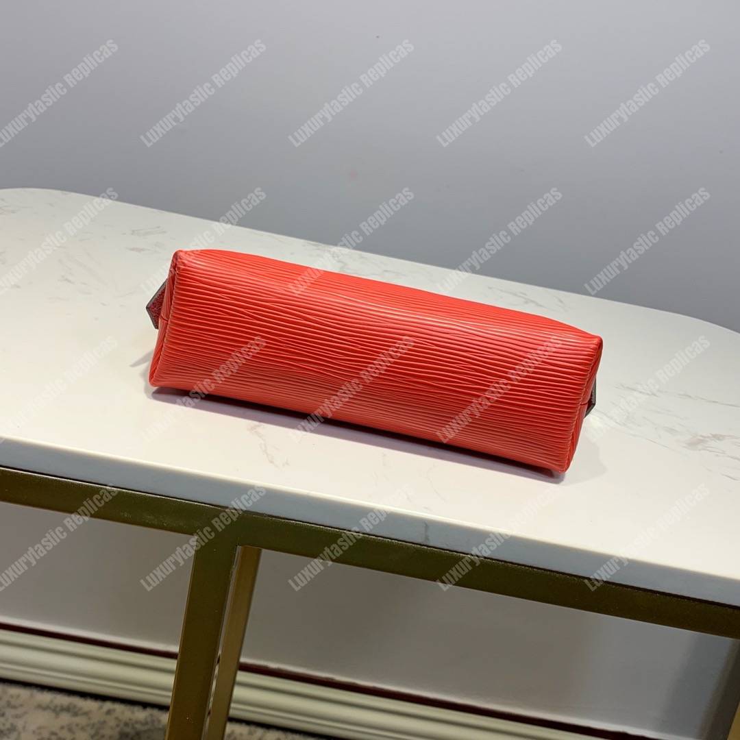 LV Cosmetic Pouch PM Epi Leather Coquelicot