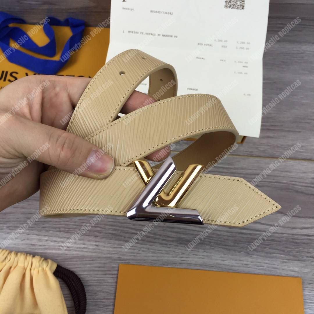 LV Twist 30MM Epi Leather Belt Jaune Pale