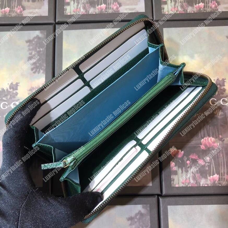 G*u*i garden leather zip around wallet green with butterfly