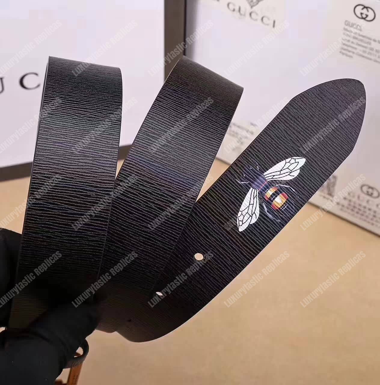 G*u*i leather belt with bee