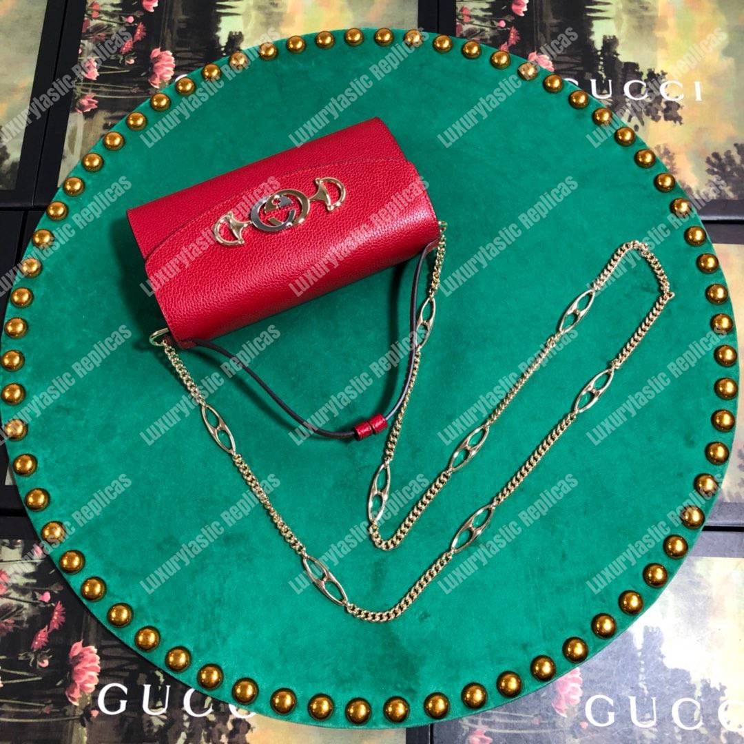 G*u*i zumi hibiscus red smooth leather mini bag