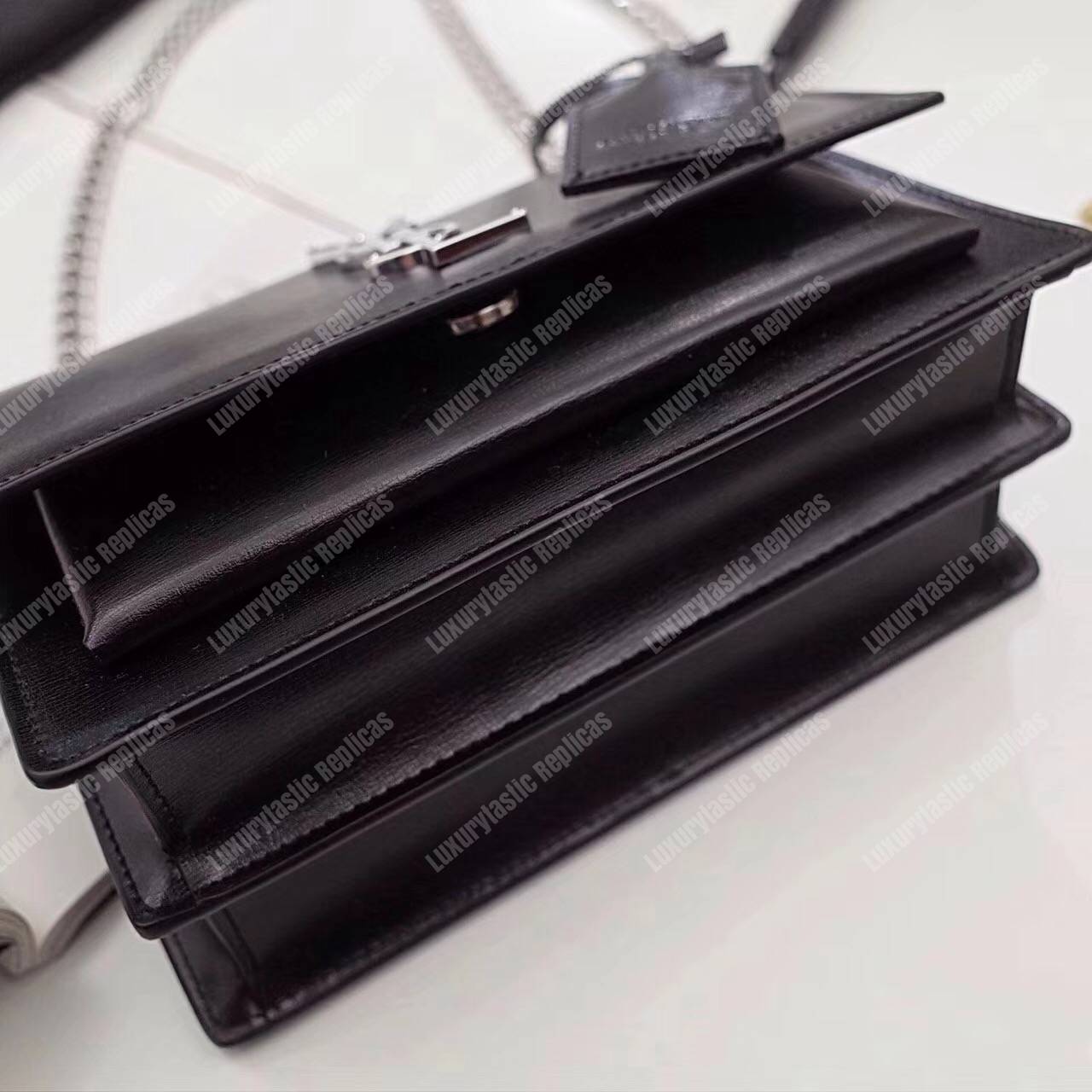 Saint Laurent Small Sunset Bag Black Grained