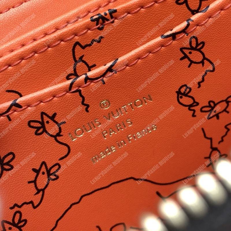 LV Zippy Coin Purse Catogram Dogs and Cats Brown Orange