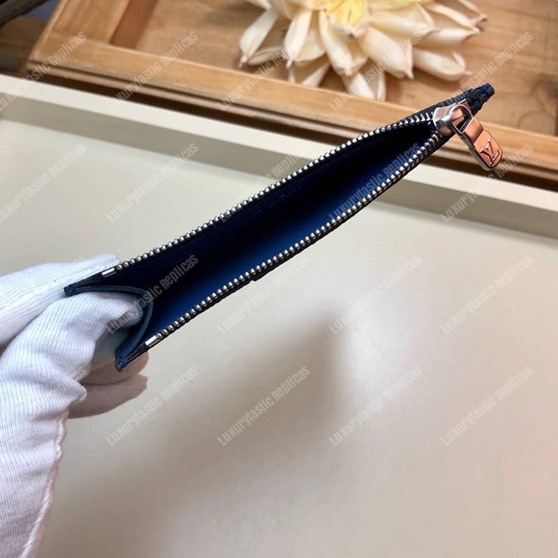 LV Coin Card Holder K45 Taiga Monogram Navy Blue